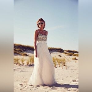 Elegant White and Silver Women's Dress